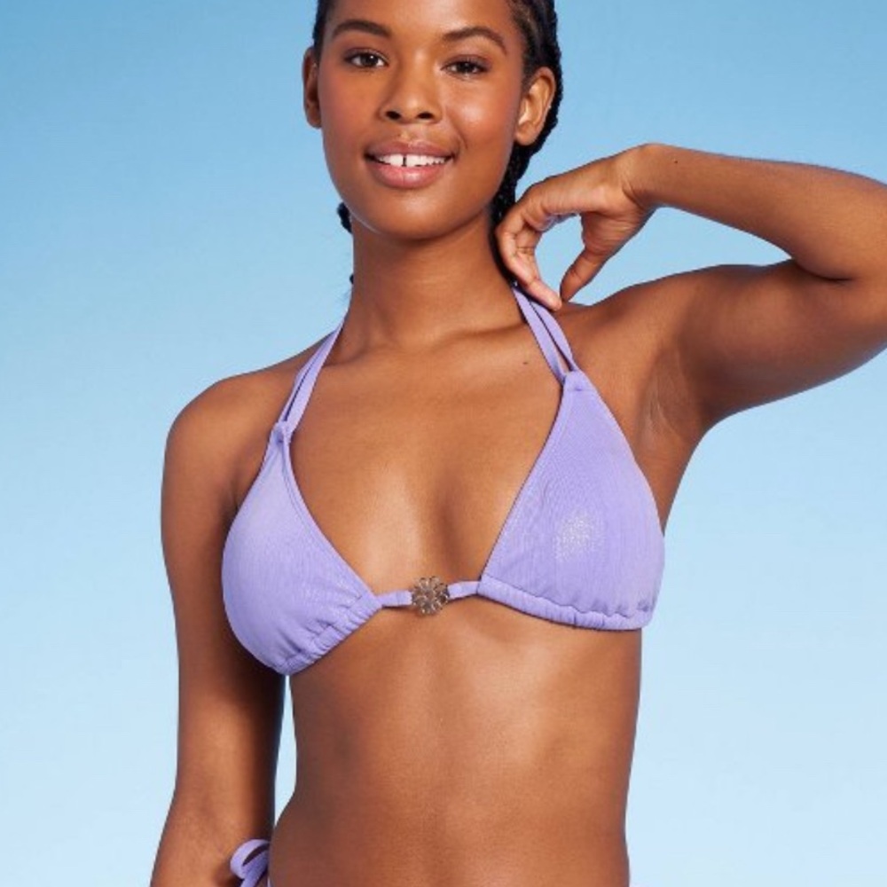 Purple Bikini Top with flower charm